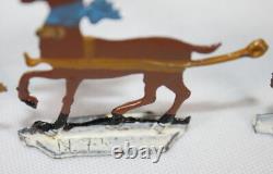 9 Vtg Hans Heinrichsen Reindeer Set Lot German Flat Lead Orig Paint Christmas