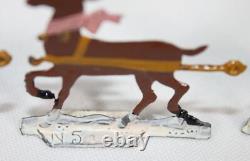 9 Vtg Hans Heinrichsen Reindeer Set Lot German Flat Lead Orig Paint Christmas