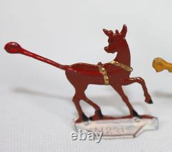 9 Vtg Hans Heinrichsen Reindeer Set Lot German Flat Lead Orig Paint Christmas