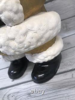 ADORABLE 15 Winking Santa Claus Mold Vintage Ceramic Christmas In Gold