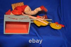 ANTIQUE GERMANY Candy Container Easter Pull Toy Cart w Composition Boy Elf 9