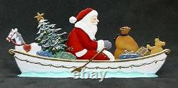 ARTIST WILHELM SCHWEIZER GERMAN ZINNFIGUREN Rowing Santa (5.5x 2.5)