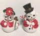 Adorable Mcm Josef Originals Mr&mrs Snowpeople Vintage Christmas Planters Japan