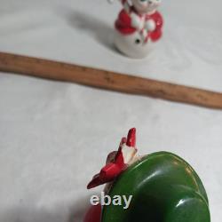 Adorable MCM Josef Originals Mr&Mrs Snowpeople Vintage Christmas Planters Japan