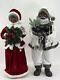 African American Mr. & Mrs. Santa Claus 34 Tall Velvet Christmas Statues