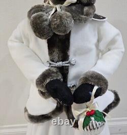 African American Mr. & Mrs. Santa Claus 34 Tall Winter White Christmas Fur Hood