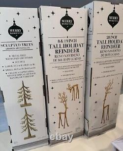 Aldi Merry Moments Sculpted Gold Reindeer Tree Pottery Barn Dupe Set Of 5 New