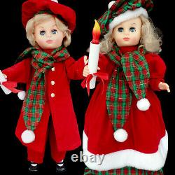 Animated Christmas Boy & Girl Figure Set / Light & Motion / Taiwan / Set Of 2