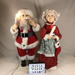 Animated Christmas Mr Mrs Santa Claus Lighted TELCO Motionette Figures Vintage