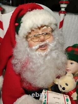 Animated SANTA Christmas 1993 Girl on Lap Holiday Creations Motionette Musical