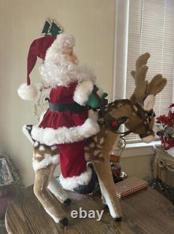 Animated Santas Best Santa riding reindeer Excellent Condition Magical Over 3ft