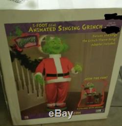 Animated life size dancing singing Gemmy Santa Grinch who stole Christmas 5 foot