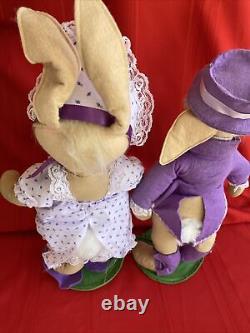 AnnaLee Bunny Dolls Stands'90 Easter Parade Spring Bonnet Posable 20 Tag Lot 2