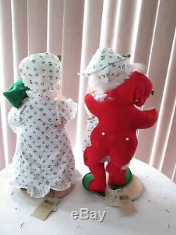 Annalee Christmas Doll Set- 18 Tuckered Santa & Mrs Couple w Kids- 1996 NWT