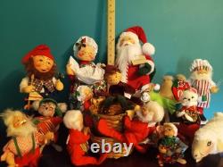 Annalee Dolls Christmas Vintage LOT Santas, Ms Claus, Elves, Camel, Baskets, etc