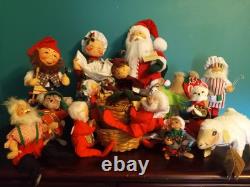 Annalee Dolls Christmas Vintage LOT Santas, Ms Claus, Elves, Camel, Baskets, etc