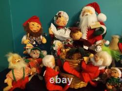 Annalee Dolls Christmas Vintage LOT Santas, Ms Claus, Elves, Camel, Baskets, etc