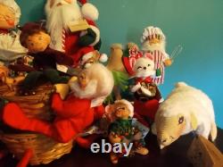 Annalee Dolls Christmas Vintage LOT Santas, Ms Claus, Elves, Camel, Baskets, etc