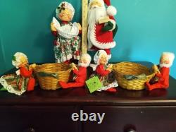 Annalee Dolls Christmas Vintage LOT Santas, Ms Claus, Elves, Camel, Baskets, etc