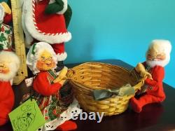 Annalee Dolls Christmas Vintage LOT Santas, Ms Claus, Elves, Camel, Baskets, etc
