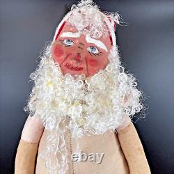 Antique 1920's Santa Gauze Mask Hand Painted Face Straw Stuffed Body 29 Germany