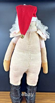 Antique 1920's Santa Gauze Mask Hand Painted Face Straw Stuffed Body 29 Germany