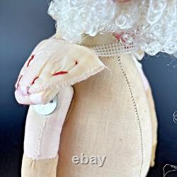 Antique 1920's Santa Gauze Mask Hand Painted Face Straw Stuffed Body 29 Germany