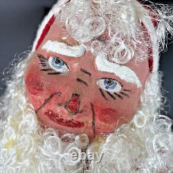 Antique 1920's Santa Gauze Mask Hand Painted Face Straw Stuffed Body 29 Germany