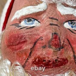 Antique 1920's Santa Gauze Mask Hand Painted Face Straw Stuffed Body 29 Germany