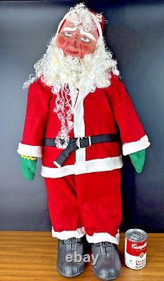 Antique 1920's Santa Gauze Mask Hand Painted Face Straw Stuffed Body 29 Germany