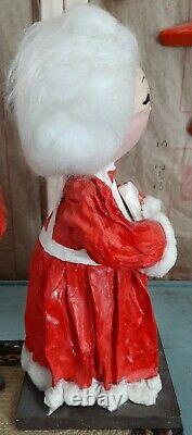 Antique 1940s Paper Mache Santa Claus & Mrs. Claus Christmas Handmade RARE