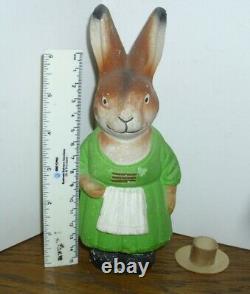 Antique 7-1/2 GERMAN COMPO MACHE LG RABBIT BUNNY candy container EASTER