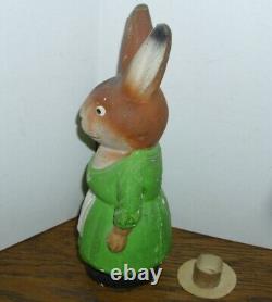 Antique 7-1/2 GERMAN COMPO MACHE LG RABBIT BUNNY candy container EASTER