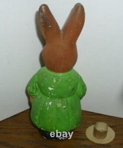 Antique 7-1/2 GERMAN COMPO MACHE LG RABBIT BUNNY candy container EASTER