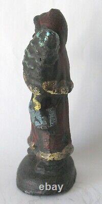 Antique Cast Lead Father Christmas Santa Clause With Tree Original Patina 1905