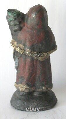 Antique Cast Lead Father Christmas Santa Clause With Tree Original Patina 1905