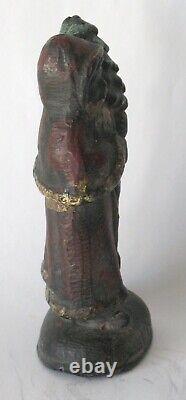 Antique Cast Lead Father Christmas Santa Clause With Tree Original Patina 1905