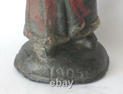 Antique Cast Lead Father Christmas Santa Clause With Tree Original Patina 1905