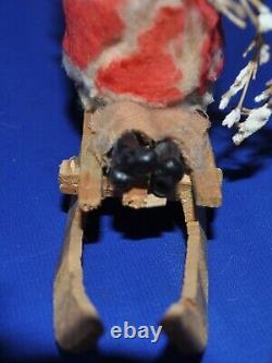 Antique Christmas Candy Container 1930 Vtg Primitive Santa On Sled 6 Hand Made