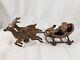 Antique Christmas Cast Iron Santa Sleigh Reindeer Pull Toy Rare Vintage Seevideo