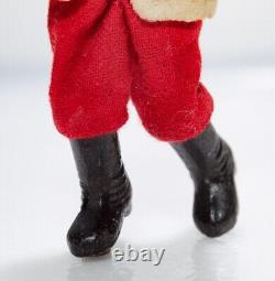 Antique Clay Face Hand Painted Santa German Belsnickle Felt Suit Doll 4.5 RARE