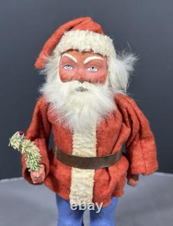 Antique German Belsnickel Father Christmas Santa 8 Candy Container Felt Beard