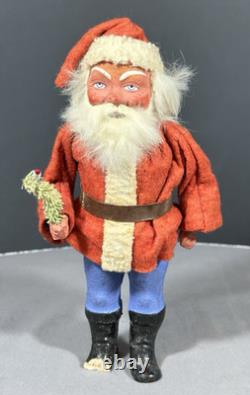 Antique German Belsnickel Father Christmas Santa 8 Candy Container Felt Beard