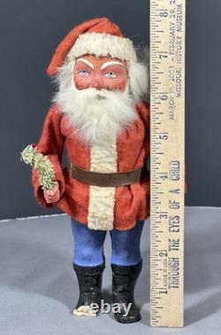 Antique German Belsnickel Father Christmas Santa 8 Candy Container Felt Beard