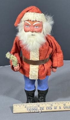 Antique German Belsnickel Father Christmas Santa 8 Candy Container Felt Beard