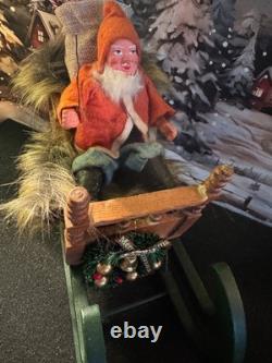 Antique German Belsnickel-Stamped in Sleigh withHorse staged Christmas Scene Antique German Belsnickel-Stamped in Sleigh withHorse staged Christmas Scene