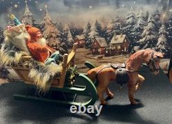 Antique German Belsnickel-Stamped in Sleigh withHorse staged Christmas Scene Antique German Belsnickel-Stamped in Sleigh withHorse staged Christmas Scene