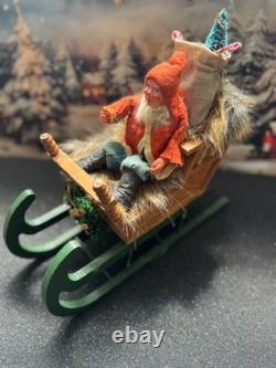 Antique German Belsnickel-Stamped in Sleigh withHorse staged Christmas Scene Antique German Belsnickel-Stamped in Sleigh withHorse staged Christmas Scene