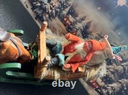 Antique German Belsnickel-Stamped in Sleigh withHorse staged Christmas Scene Antique German Belsnickel-Stamped in Sleigh withHorse staged Christmas Scene