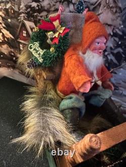 Antique German Belsnickel-Stamped in Sleigh withHorse staged Christmas Scene Antique German Belsnickel-Stamped in Sleigh withHorse staged Christmas Scene